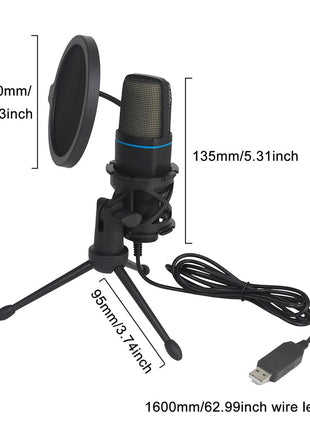USB Microphone RGB Microfone Condensador Wire Gaming Mic for Podcast Recording Studio Streaming Laptop Desktop PC - www.AmBreak.com - 