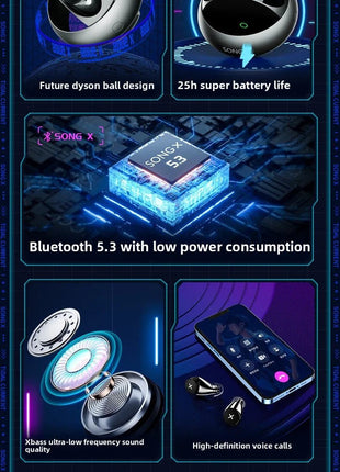 Waterproof TWS Wireless Earphones Bluetooth - In Ear, Noise Canceling, HiFi Sound, Handy, Cyber Style, Free Gifts for New Users - www.AmBreak.com - 