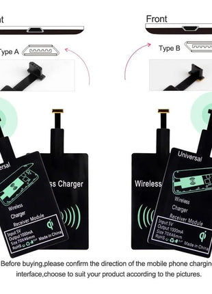 Wireless Charger Receiver Support Type C Micro USB Fast Wireless Charging Adapter For iPhone 5 6 7 Android phone Wireless Charge - www.AmBreak.com - 