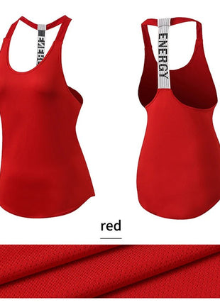 Women Gym Tops Black Sleeveless Yoga Top Women Fitness Shirt Gym Vest Running workout Sports Tops Letter Backless Shirt - www.AmBreak.com - 