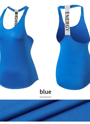 Women Gym Tops Black Sleeveless Yoga Top Women Fitness Shirt Gym Vest Running workout Sports Tops Letter Backless Shirt - www.AmBreak.com - 