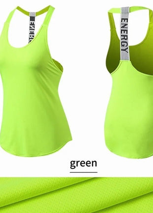 Women Gym Tops Black Sleeveless Yoga Top Women Fitness Shirt Gym Vest Running workout Sports Tops Letter Backless Shirt - www.AmBreak.com - 