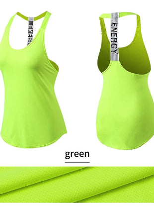 Women Gym Tops Black Sleeveless Yoga Top Women Fitness Shirt Gym Vest Running workout Sports Tops Letter Backless Shirt - www.AmBreak.com - 