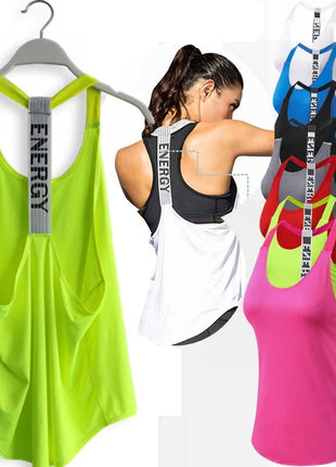 Women Gym Tops Black Sleeveless Yoga Top Women Fitness Shirt Gym Vest Running workout Sports Tops Letter Backless Shirt - www.AmBreak.com - 