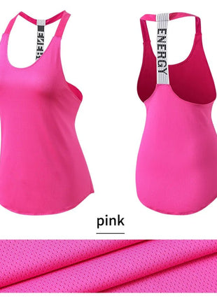 Women Gym Tops Black Sleeveless Yoga Top Women Fitness Shirt Gym Vest Running workout Sports Tops Letter Backless Shirt - www.AmBreak.com - 