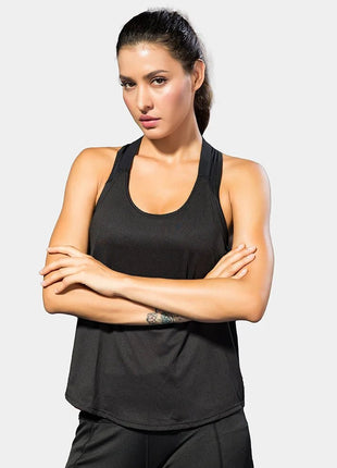Women Gym Tops Black Sleeveless Yoga Top Women Fitness Shirt Gym Vest Running workout Sports Tops Letter Backless Shirt - www.AmBreak.com - 