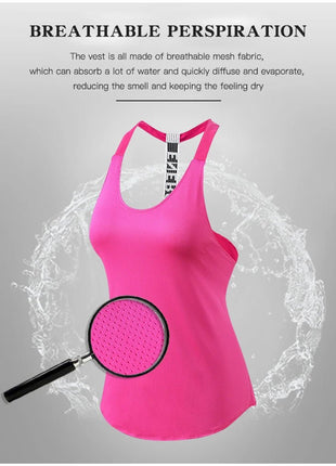 Women Gym Tops Black Sleeveless Yoga Top Women Fitness Shirt Gym Vest Running workout Sports Tops Letter Backless Shirt - www.AmBreak.com - 