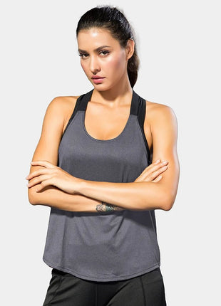 Women Gym Tops Black Sleeveless Yoga Top Women Fitness Shirt Gym Vest Running workout Sports Tops Letter Backless Shirt - www.AmBreak.com - 