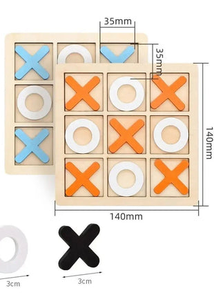Wooden Chessboard Game Tic Tac Toe 9 "x9" Children's Desktop Toy Gift Double Interactive Family Game Puzzle Thinking Training - www.AmBreak.com - 