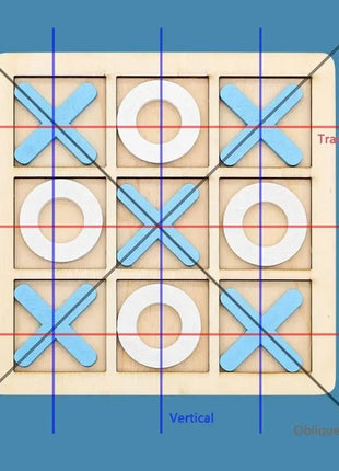 Wooden Chessboard Game Tic Tac Toe 9 "x9" Children's Desktop Toy Gift Double Interactive Family Game Puzzle Thinking Training - www.AmBreak.com - 