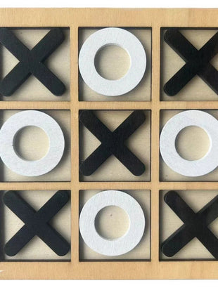 Wooden Chessboard Game Tic Tac Toe 9 "x9" Children's Desktop Toy Gift Double Interactive Family Game Puzzle Thinking Training - www.AmBreak.com - 