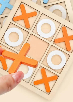 Wooden Chessboard Game Tic Tac Toe 9 "x9" Children's Desktop Toy Gift Double Interactive Family Game Puzzle Thinking Training - www.AmBreak.com - 